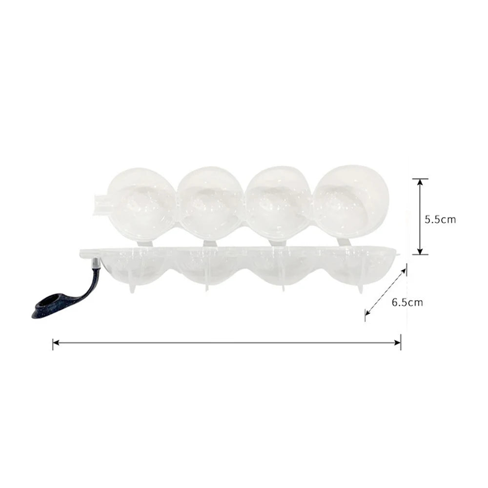 New Ice Ball Mold Ice Ball Maker DIY Ice Cream Moulds Whiskey Cocktail Sphere Round Ice Cube Mold Bar Party Kitchen Accessories Qme Clear (4 grids)