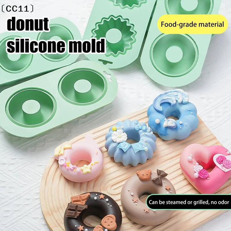 2 Cavity Heart Round Lace Grooved Baking Mousse Cake Pudding Dessert Qme