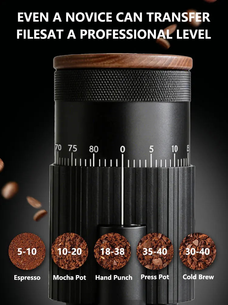 Portable Electric Coffee Grinder Full Aluminum Body USB Rechargeable Qme