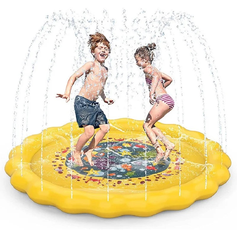PVC water jet pad 100/170CM yellow ocean sprinkler pad Summer outdoor children's sprinkler fountain interactive toy Qme