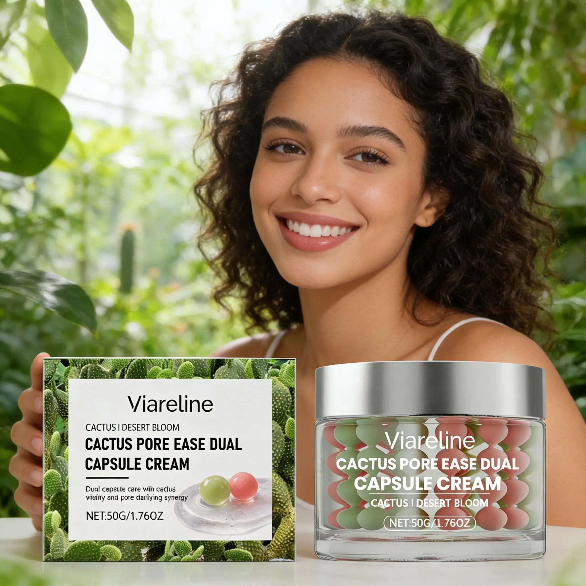 Cactus Capsule Cream Reduce Wrinkle Pore Bounce Lifting Firming Skin Antioxidant Protection Night Face Moisturizing Essence 50g Qme