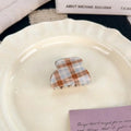 Elegant Plaid Series Acrylic Hair Claw Classic Retro Clips Trendy Qme A8