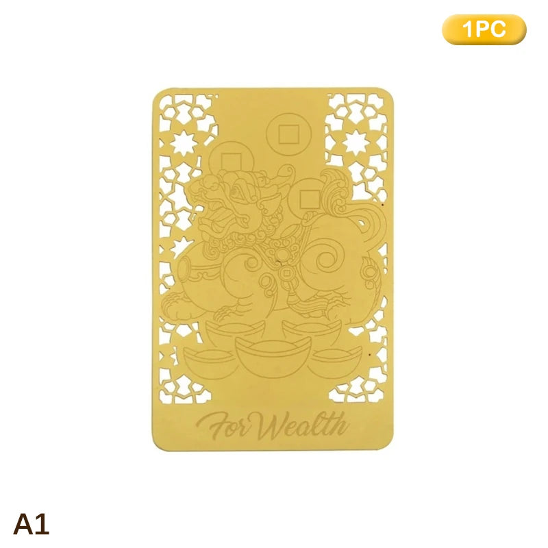 Fengshui Wealth Talisman Gold Card Chinese Prosperity Amulet With Pixiu Attracting Wealth Protection Feng Shui Home/Office Decor Qme A1