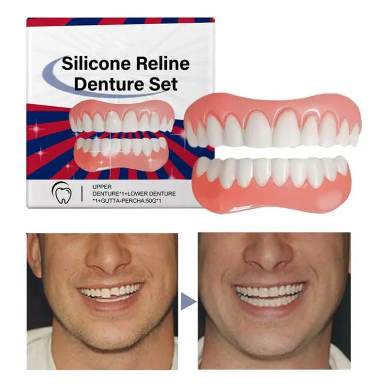 Silicone Denture Upper Lower Veneers Perfects Laugh Soft Liners Qme