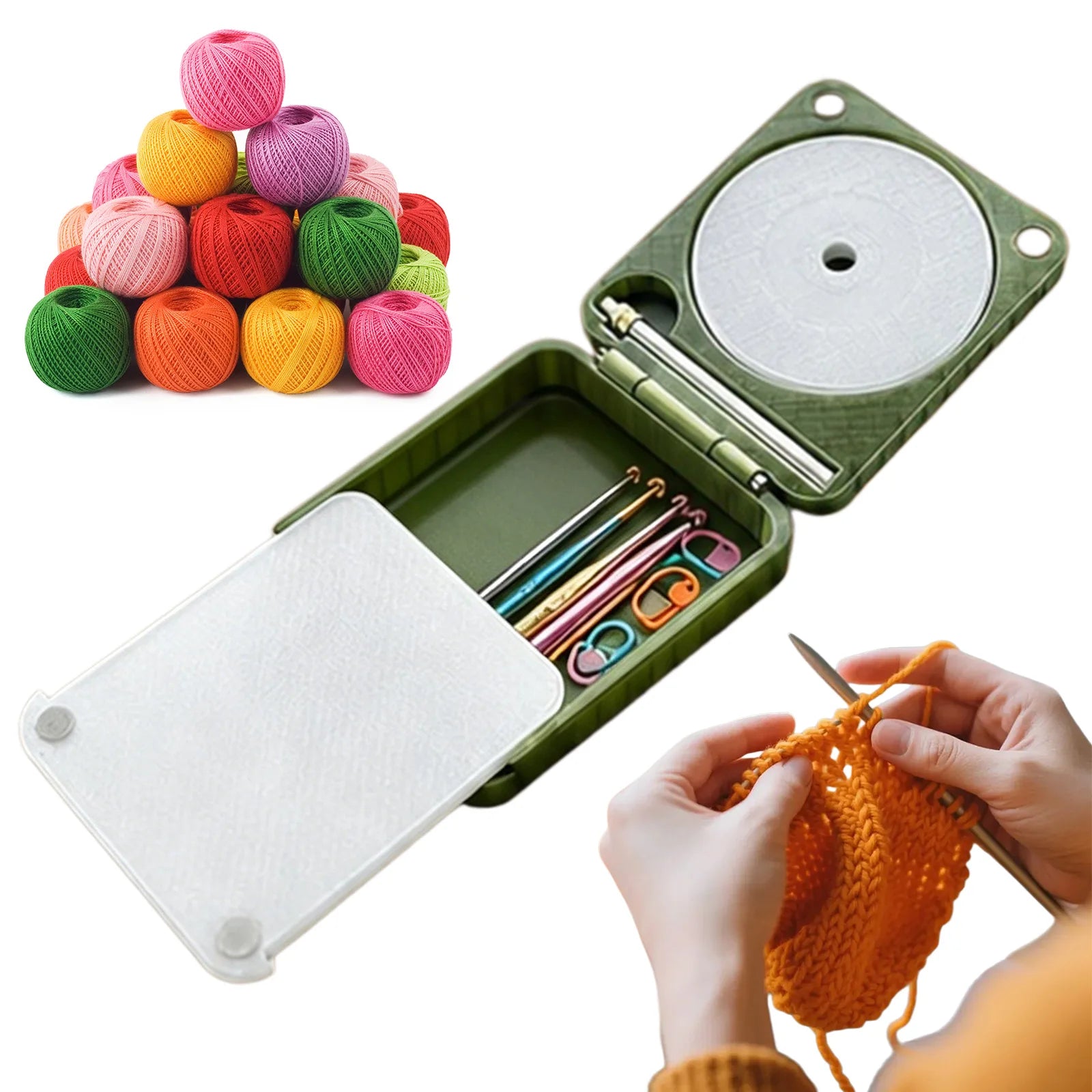 Portable Yarn Holder Travel Yarns Dispenser Multi-Functional Knitting Accessory Box Practical Gifts for Knitters Crocheters Qme