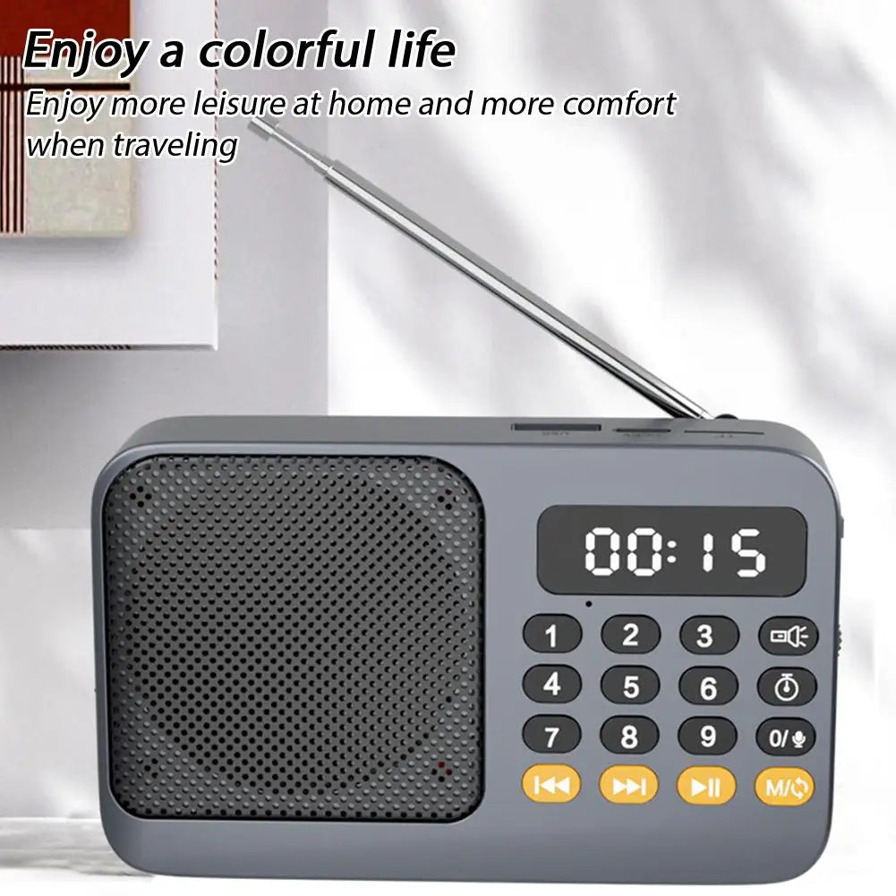 Handheld Rechargeable Digital FM USB TF MP3 Player Portable Radio Music Player Speaker Devices Supplies With LED Display Radio Qme