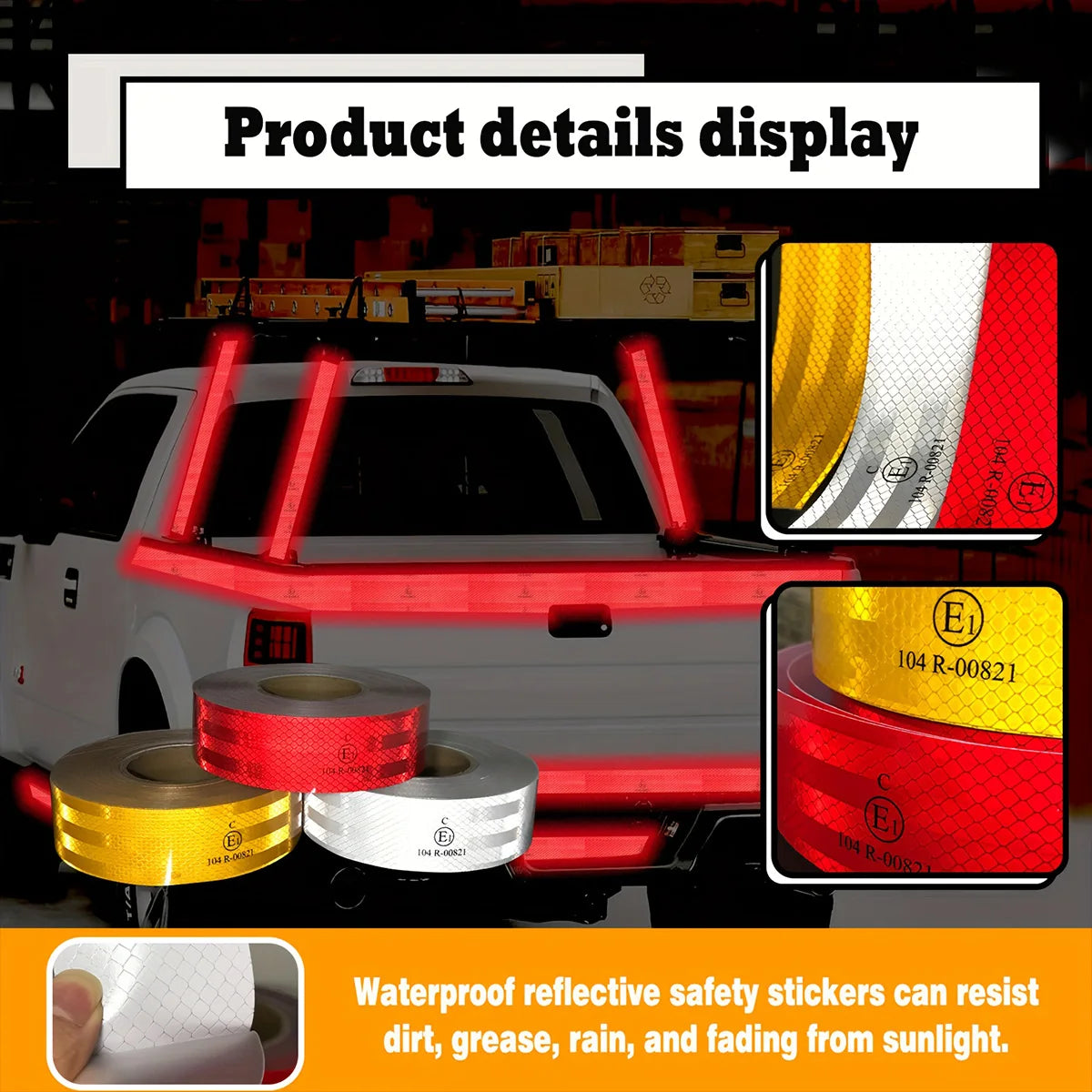 car Reflective Tapes 104R Waterproof Retro Reflective Conspicuity Self Adhesive Road Safety Warning Sticker Reflectors For Truck Qme