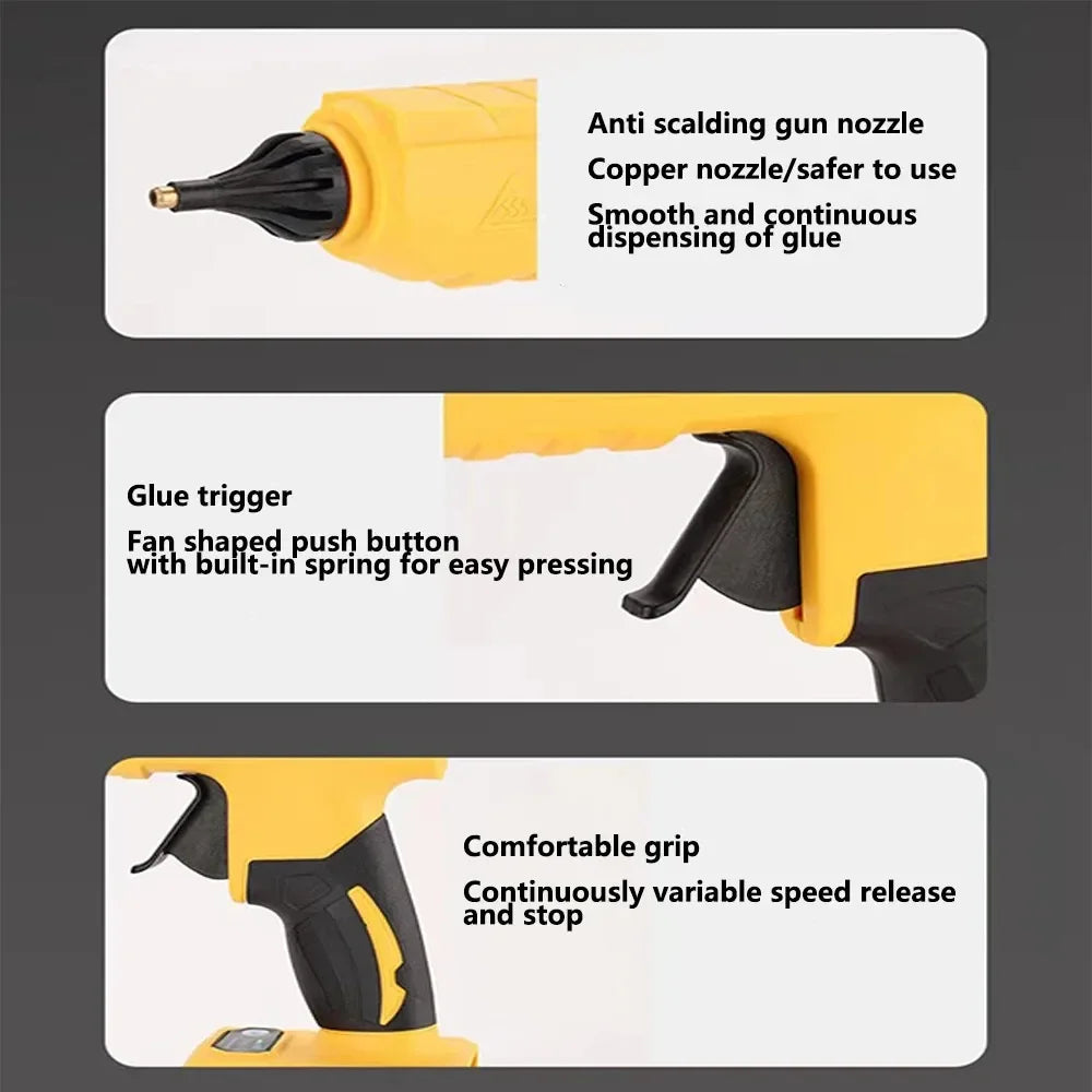 Electric Hot Melt Glue Gun for Dewalt 18V Battery Cordless Electric Glue Gun 11mm Glue Stick Hot Melt Welding Air Gun No Battery Qme