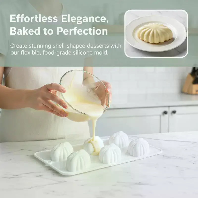 6Cavity Shell Design Pudding Silicone Mousse Mould 3D Candy Chocolate Mold DIY Soap Model Cake Decorating Tools Bakeware Kitchen Qme