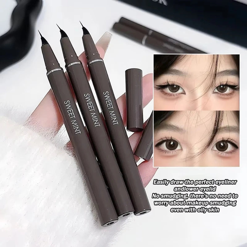 Ultra-fine Liquid Eyeliner Skinny Curved Brushwork Long lasting Waterproof Anti Shake Fast Drying Slim Enlarged Eyes Qme
