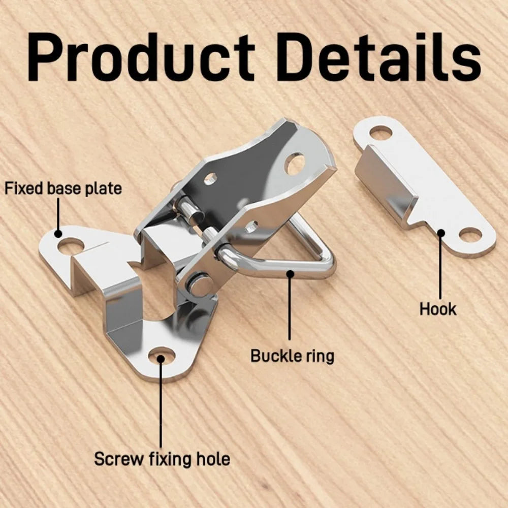 10/4PCS Stainless Steel Cabinet Latch Hasp Luggage Storage Box Fixed Toggle Clasp Toolbox Hardware Box Toggle Latch Hook Tool Qme