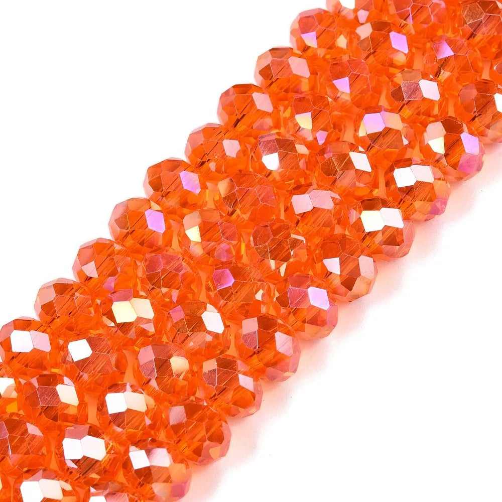 Pandahall 20strands Glass Multicolor Beads AB Plated Faceted 8x6mm