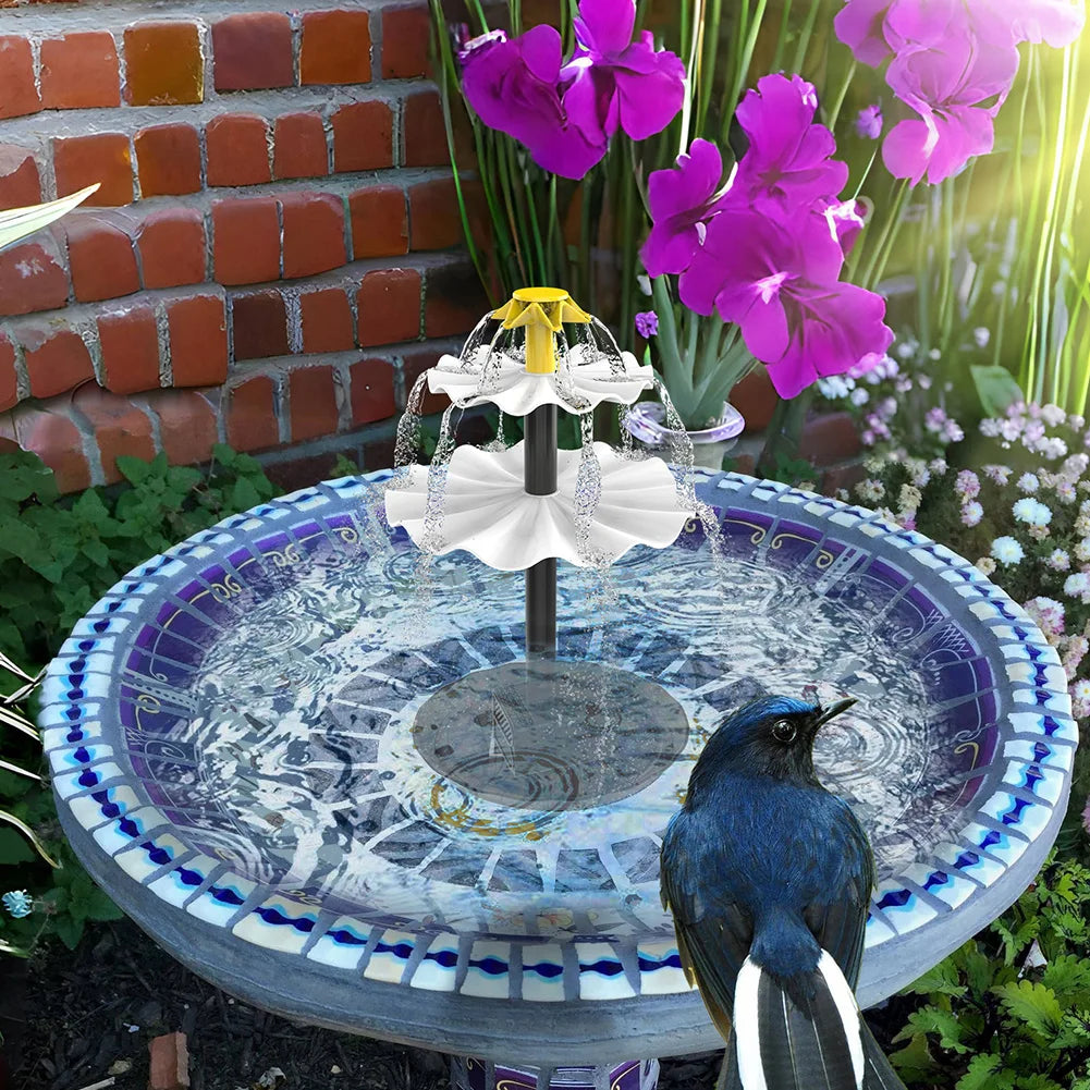 3-Tier Decorative Fountain with Solar Panel Water Fountain and Birdbath Water Fountain with Birdbath for Courtyard Patio Balcony Qme