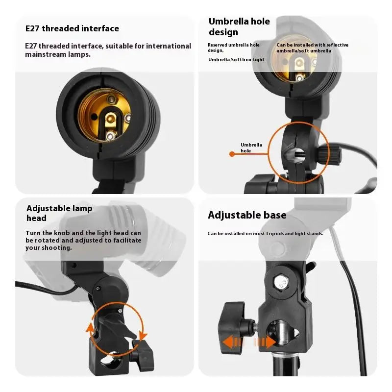 1 8M Cable Cord E27 Socket Softbox Photographic Light Lamp Bulb Base Qme