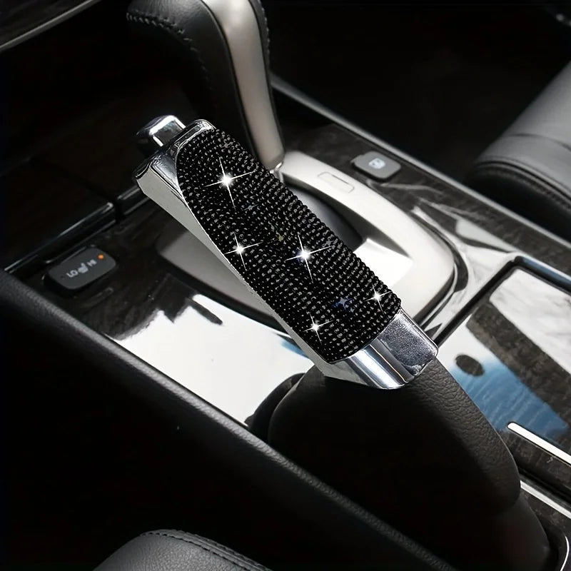 Bling handbrake cover - A protective side brake grip accessory for vehicle interior decoration Qme Black