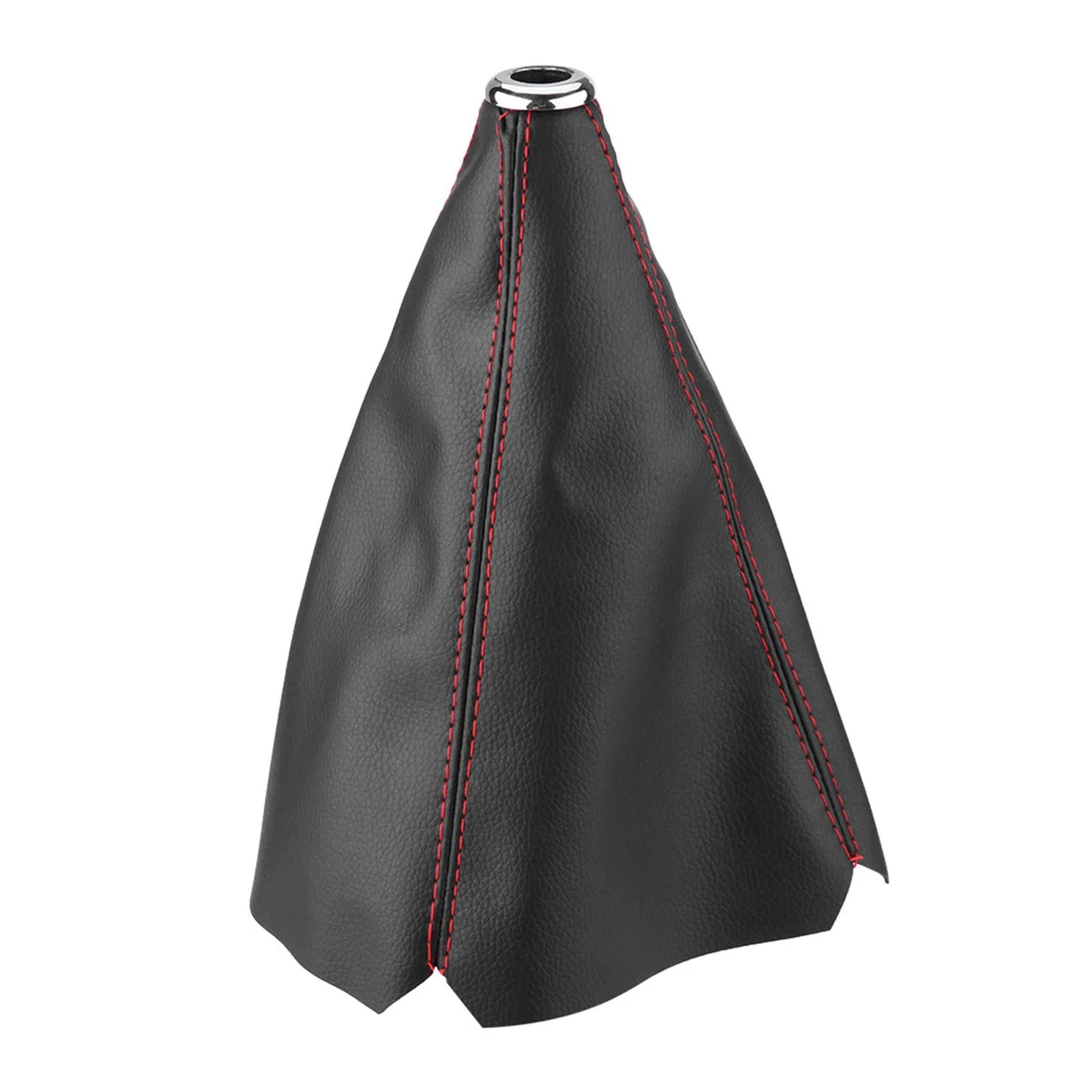 Gear Shift Knob Cover Gear Gaiter Bright Black PU Leather Gear Shift Knob Cover Red Stitch Gear Gaiter Boot Cover Qme black