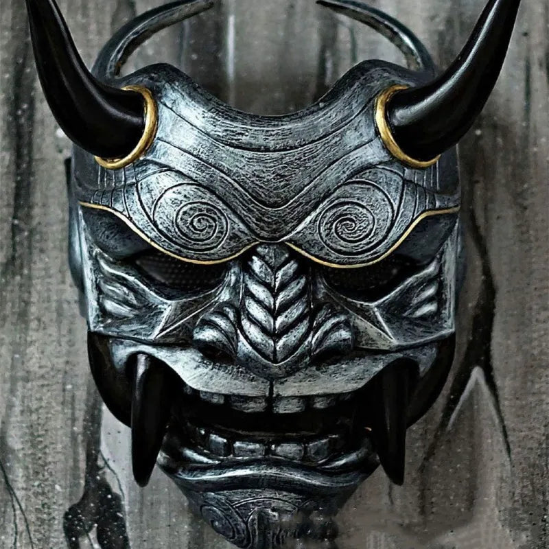 Japanese Horror Legend Hannya Resin Latex Mask Cosplay Ghost Demon Samurai Noh Kabuki Red Prajna Halloween Masquerade Party Prop Qme