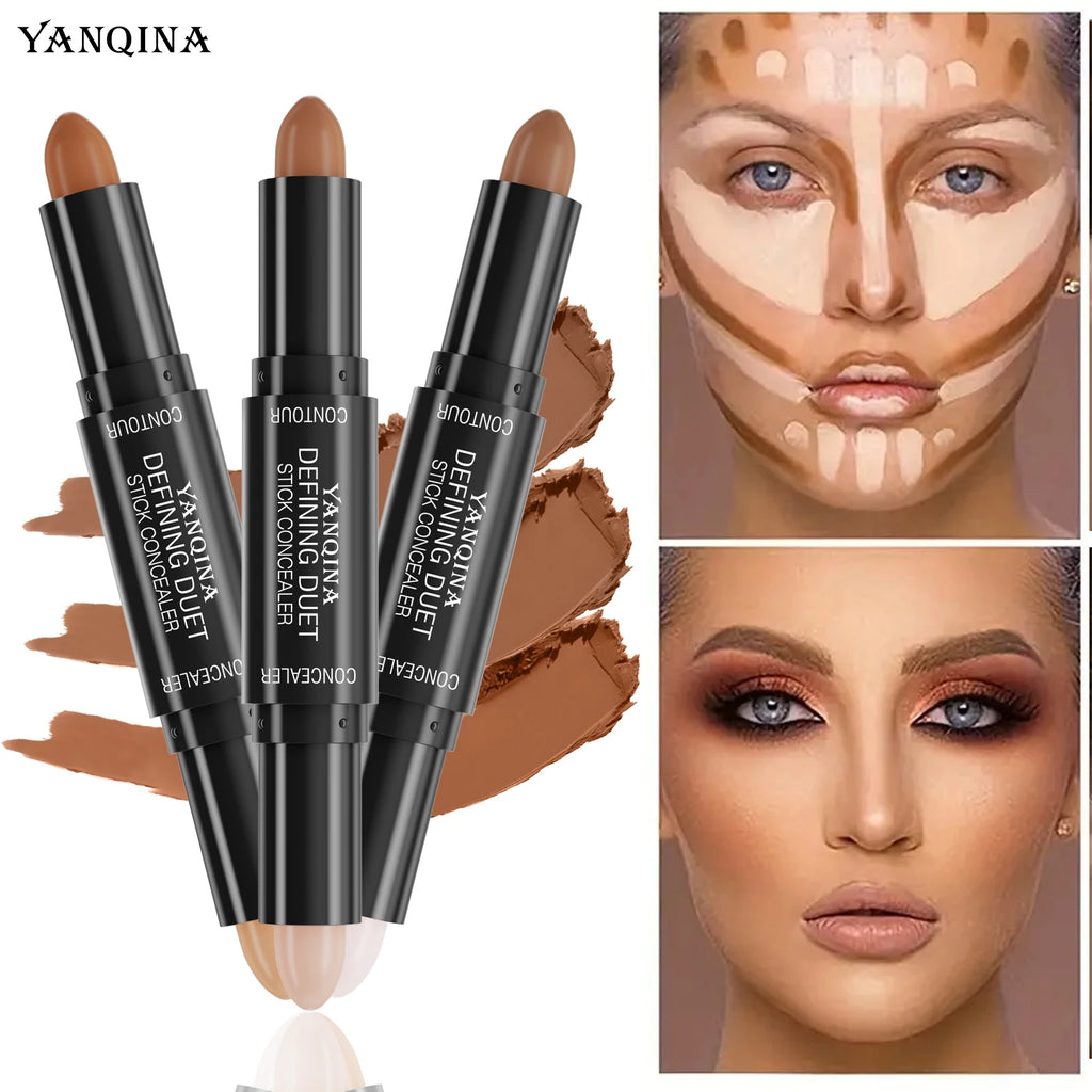 Dual-Ended Matte Highlight & Contour Stick, Nose Shadow Brightening Concealer, 3D Face Sculpting Pen for Beginners Qme