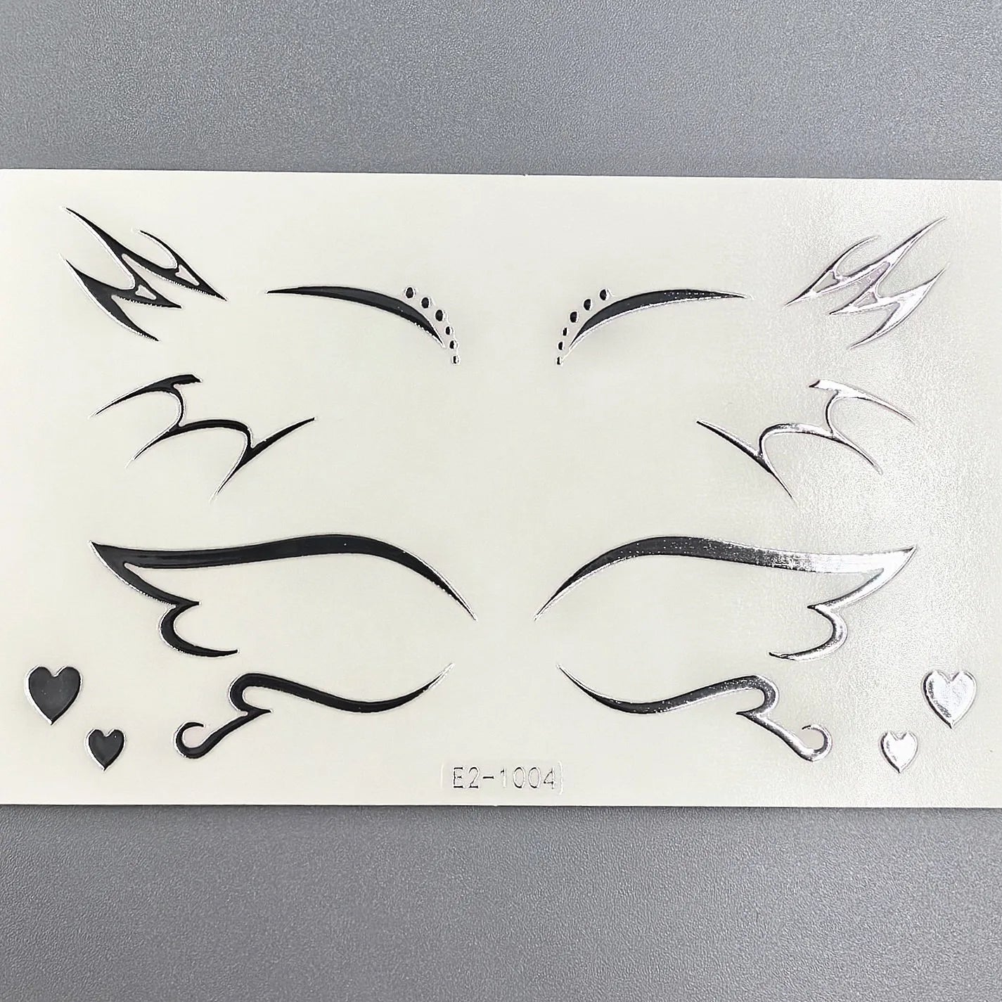 3D Metallic Punk Silver Eye Shadow Stickers Metal Eyeliner Decals Self-adhesive Futuristic Festival Party Eye Makeup Stickers Qme E2-1004