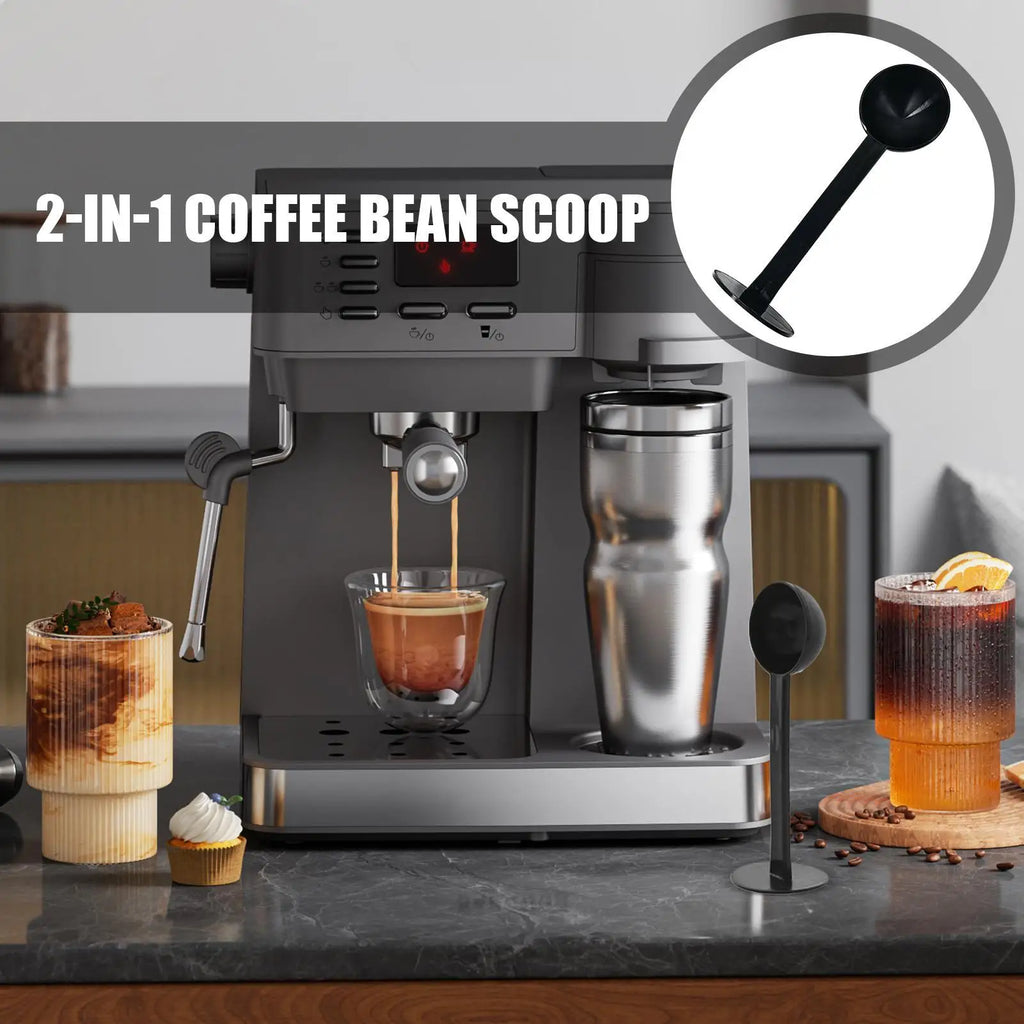 Espresso Scoop with Tamper Espresso Coffee Tamping Measuring Scoop Espresso Coffee Tools for Measuring and Tamping for Home Qme