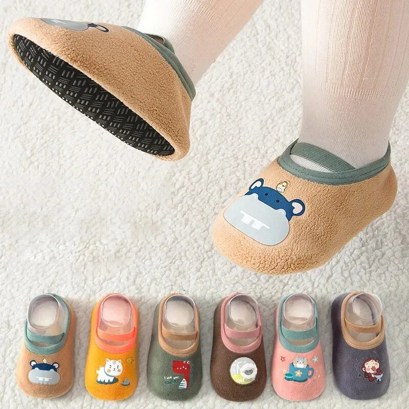 Baby Anti-slip Socks Newborn Warm Crib Floor Shoes with Rubber Sole for Children Boy Toddler Foot Girl Infant Cute Kids Slippers Qme