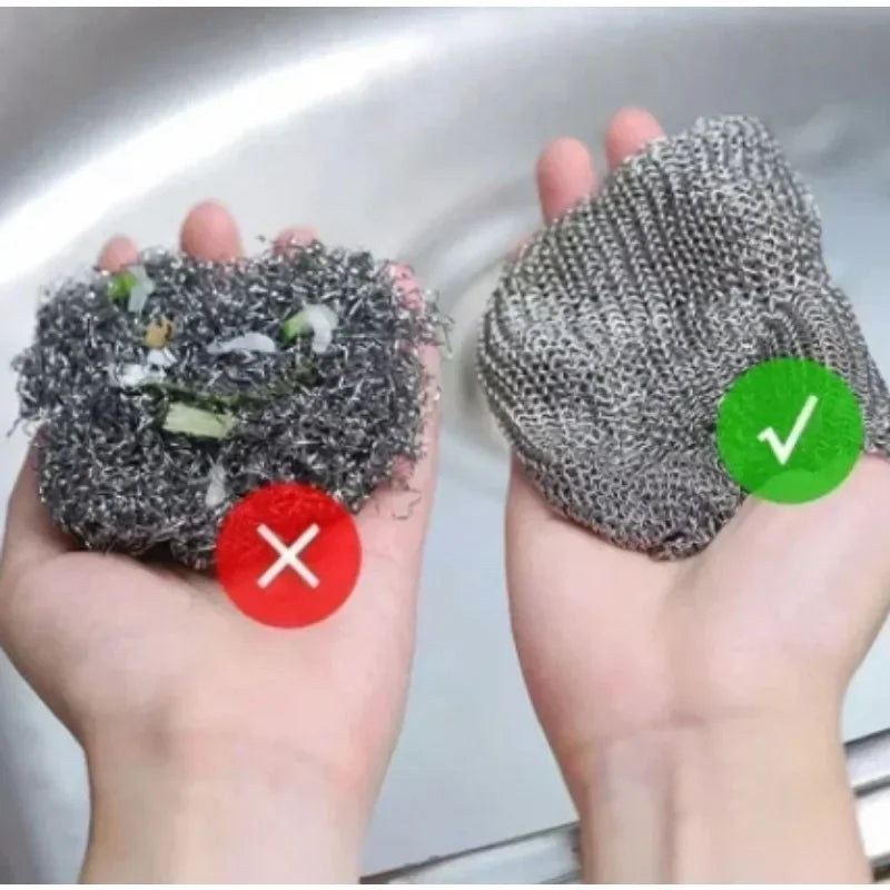 Kitchen Cleaning Cloth Steel Wire Dishwashing Cloth Non-stick Clean Towel Washing Rags Household Rust Removal Cleaning Cloths Qme