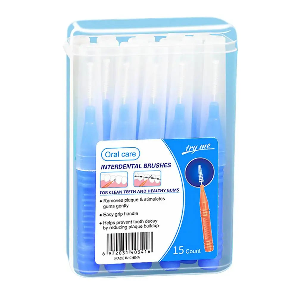 15 Pieces For Clean Tooth Brush Box Interdental Brush Gap Braces Gap Straight Orthodontic Interdental Brush Easy Use Qme Blue China