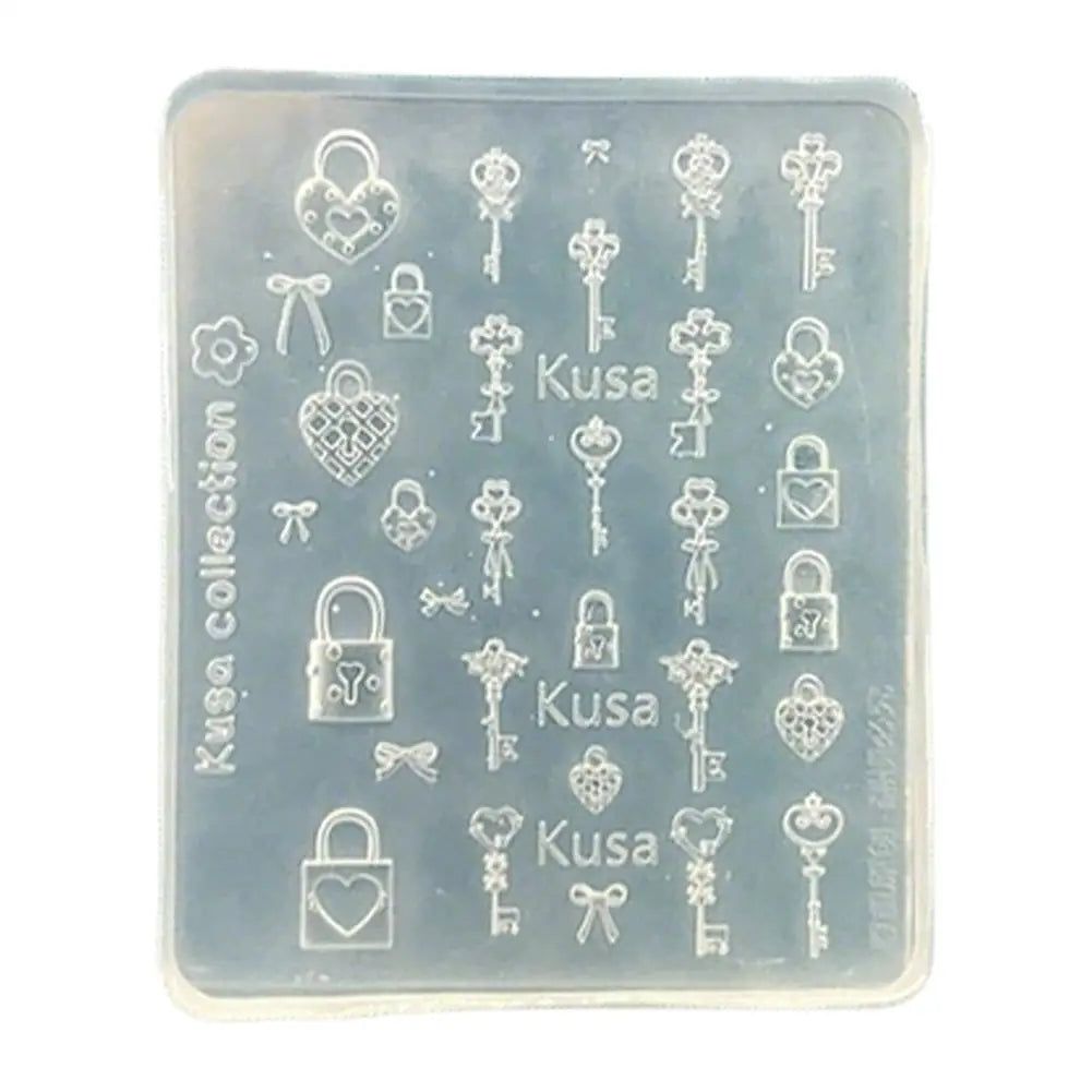 3D Button Butterfly Key Lock Silicone Nail Molds Nails Charms Qme C