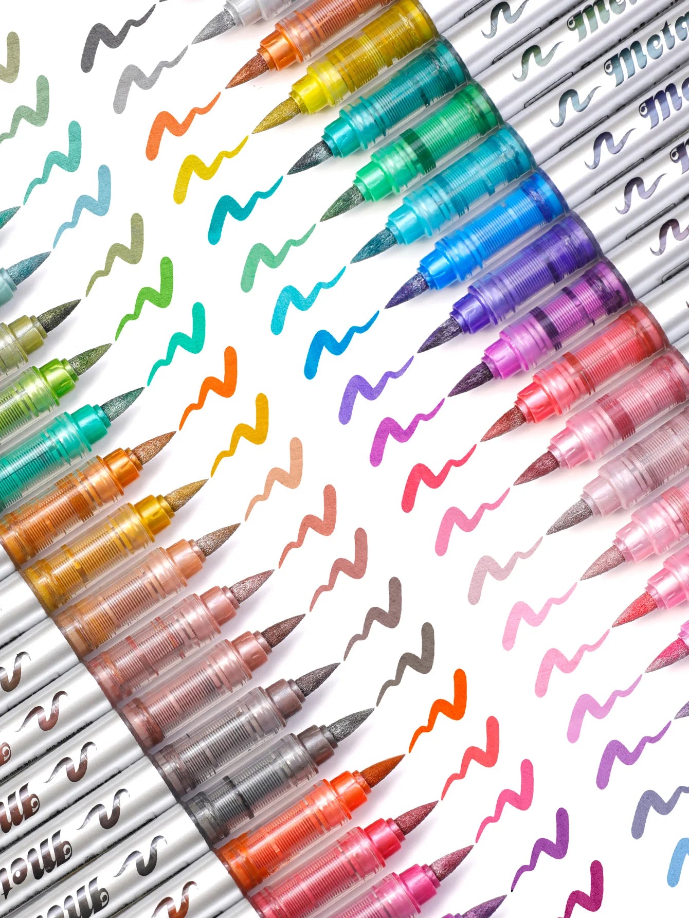 12-48Pcs Metallic Marker Pens - Brush Tip for Rock Painting, Black Paper, Scrapbooking Crafts, Christmas Gift，DIY Photo Album Qme