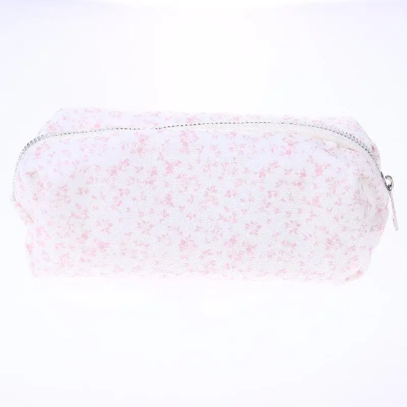 Pink Small Floral Pencil Case Handheld Pen Large Capacity Pouch Bag Qme