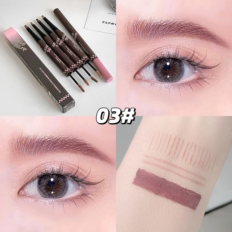 2-in-1 Dual-Ended Eyebrow Pencil & Tinting Mascara - Waterproof, Long-Lasting, Smudge-Proof, Natural Finish Eyebrow Makeup Qme GX1512-3