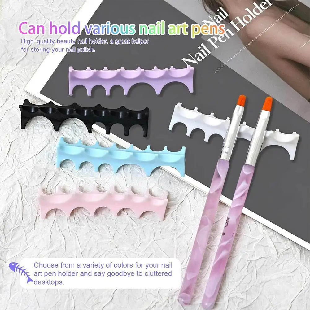 Soft Silicone Nail Pen Holder Brush Rack Shelf UV Gel Brush Display Stand Makeup Painting Pen Rest Organizer Stander Manicure Qme