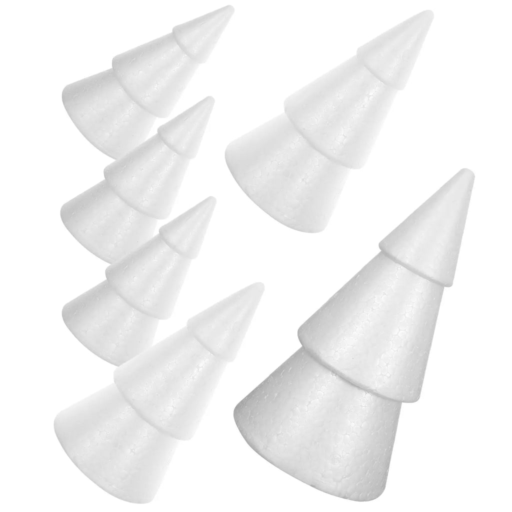 6Pcs Polystyrene Christmas Tree Foam Cones White DIY Craft Decoration High Density Lightweight Shape Retention Holiday Arts Qme