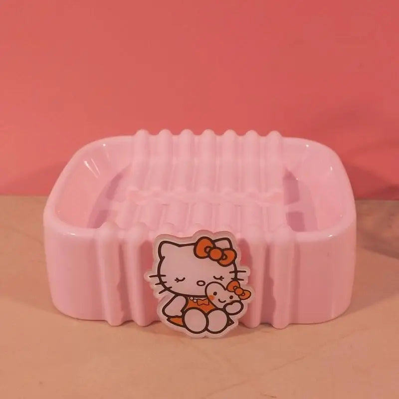 Hello Kitty Creative Cartoon-Style Cute Soap Dish Bathroom Soap Dish for Home Use Soap Dish Holder / Plastic Storage Box Qme 15