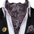 Ascot Tie Set, Classic Cravat with Pocket Square & Decorative Ring, Fashion Men's Neck Accessories Wedding Party silk Daily Wear Qme AS-1167-JZ0020