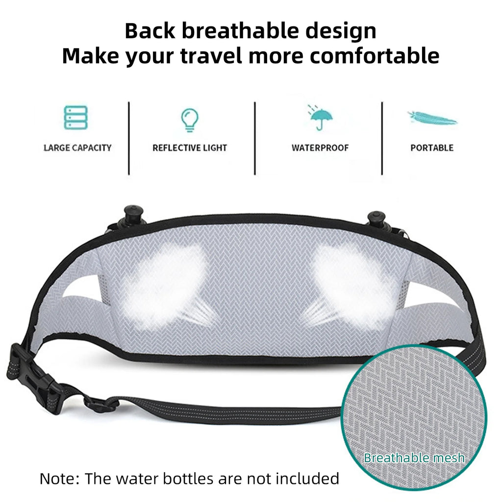 Running Belt Waist Pack Hydration Waist Pack Water Resistant Breathable Runners Belt Water Bottle Fanny Pack for Hiking Camping Qme