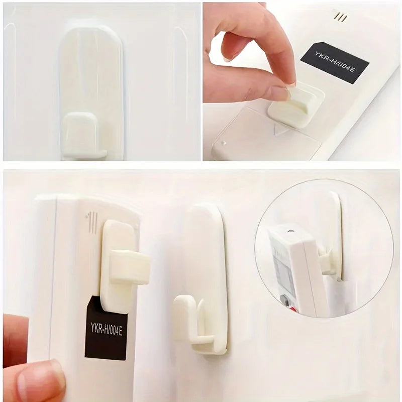2 Pairs of Multi-functional Adhesive Hooks, Remote Control Hooks, No-nail No-mark Strong Adhesive Hooks, TV , Utility Hooks Qme