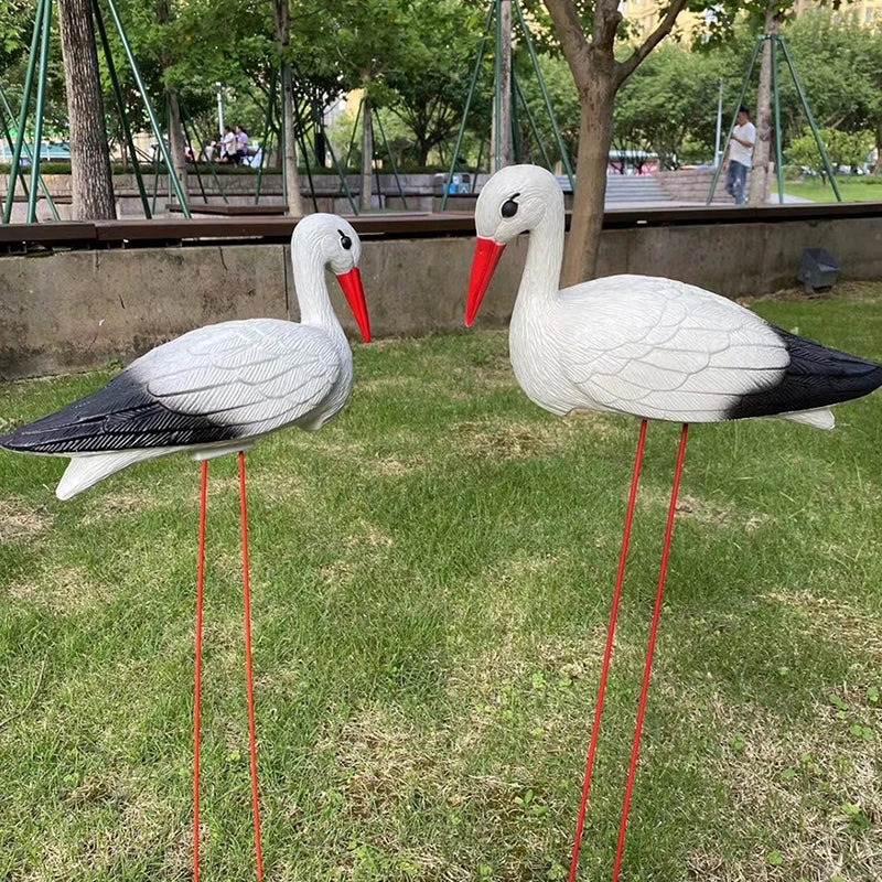 Outdoor Garden Decoration Creative Lifelike Animal Model White Crane Qme