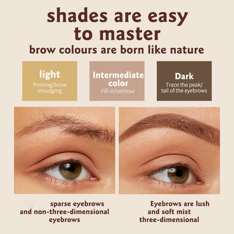 Three Eyebrow Powder Long-lasting Fixing Waterproof Easy Apply Qme
