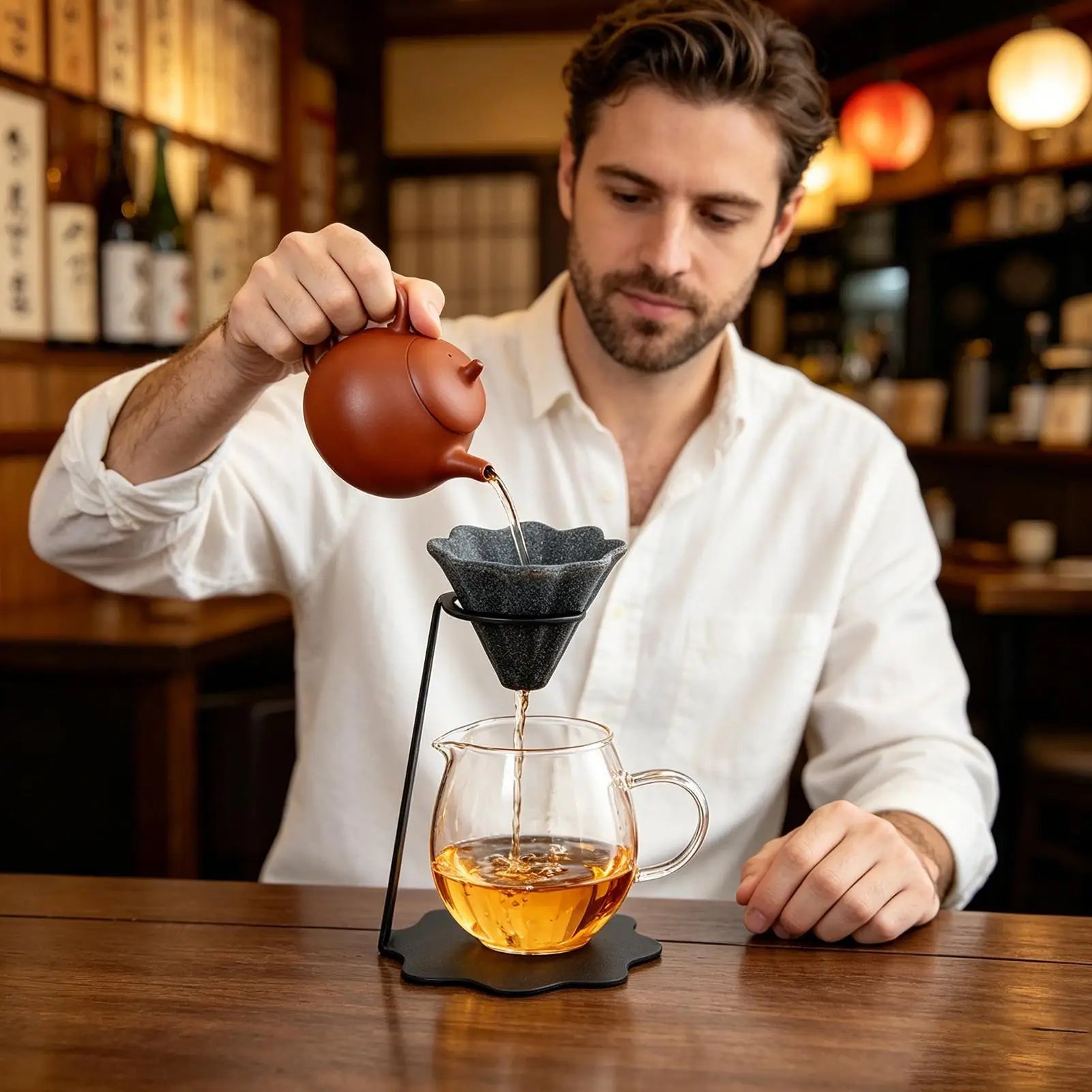Ceramic Pour Over Coffee Makers Reusable Pyramid Shape Non Porous Tea Qme