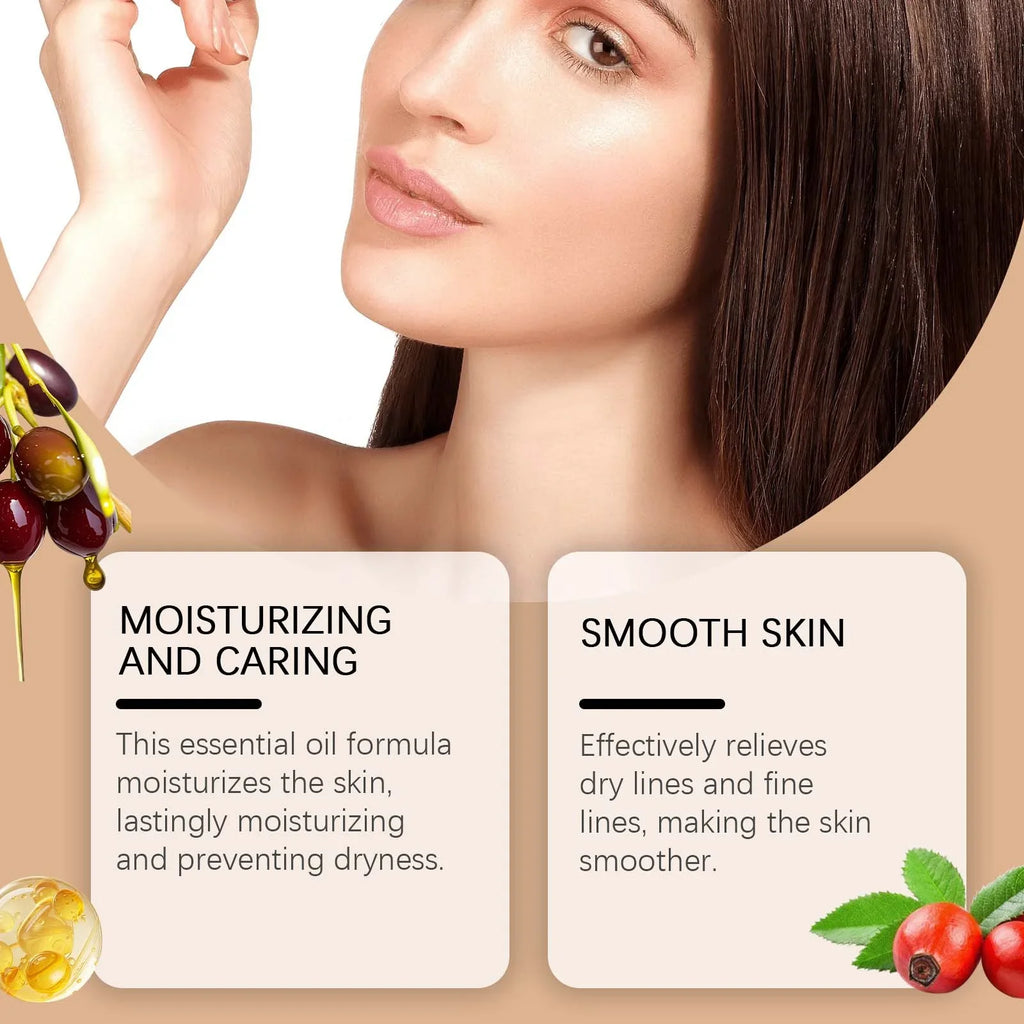 Moisturizing Squalane Rosehip Face Oil Lifting Firming Fade Fine Lines Smoothing Nourishing Skin Rejuvenation Facial Care Oil Qme