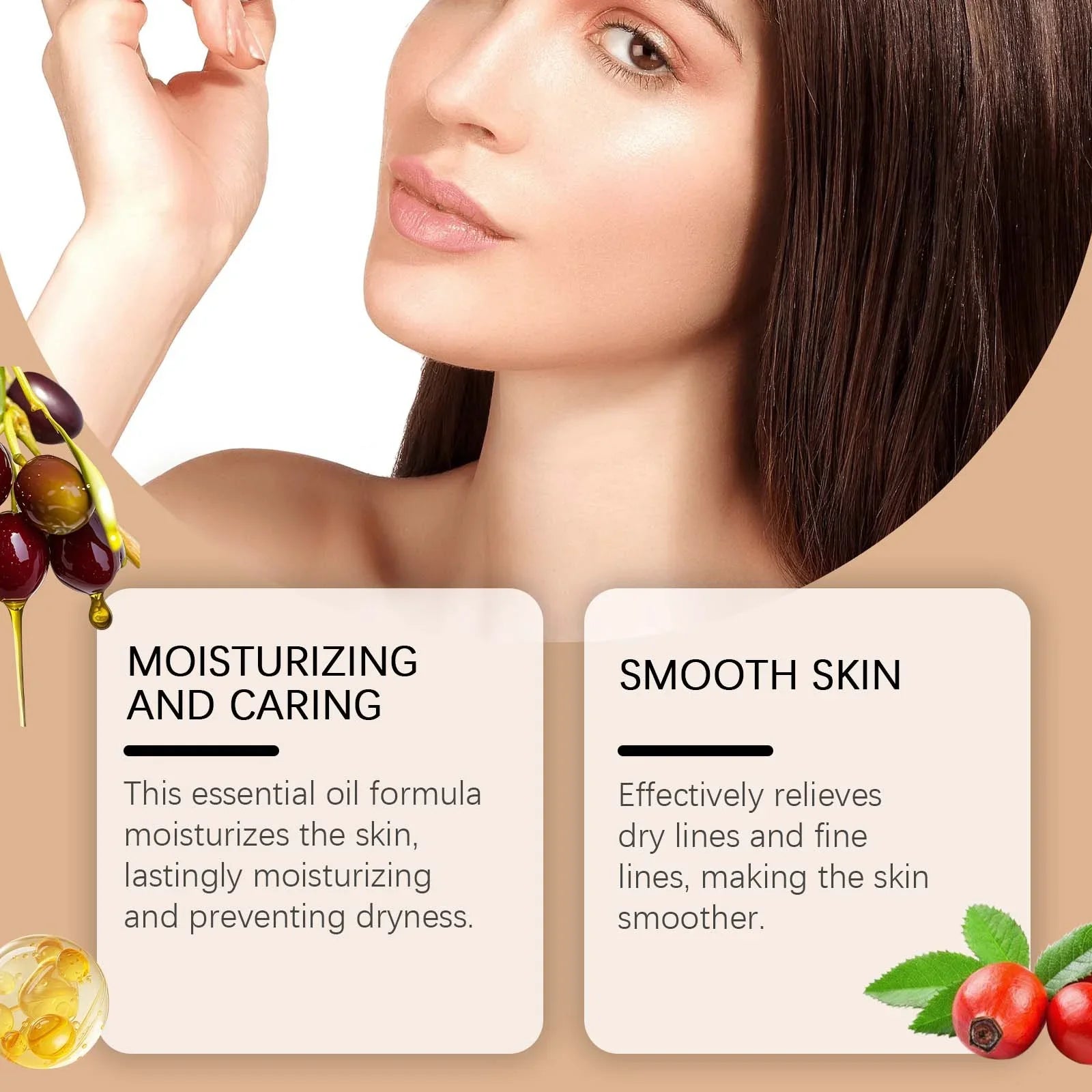 Moisturizing Squalane Rosehip Face Oil Lifting Firming Fade Fine Lines Smoothing Nourishing Skin Rejuvenation Facial Care Oil Qme