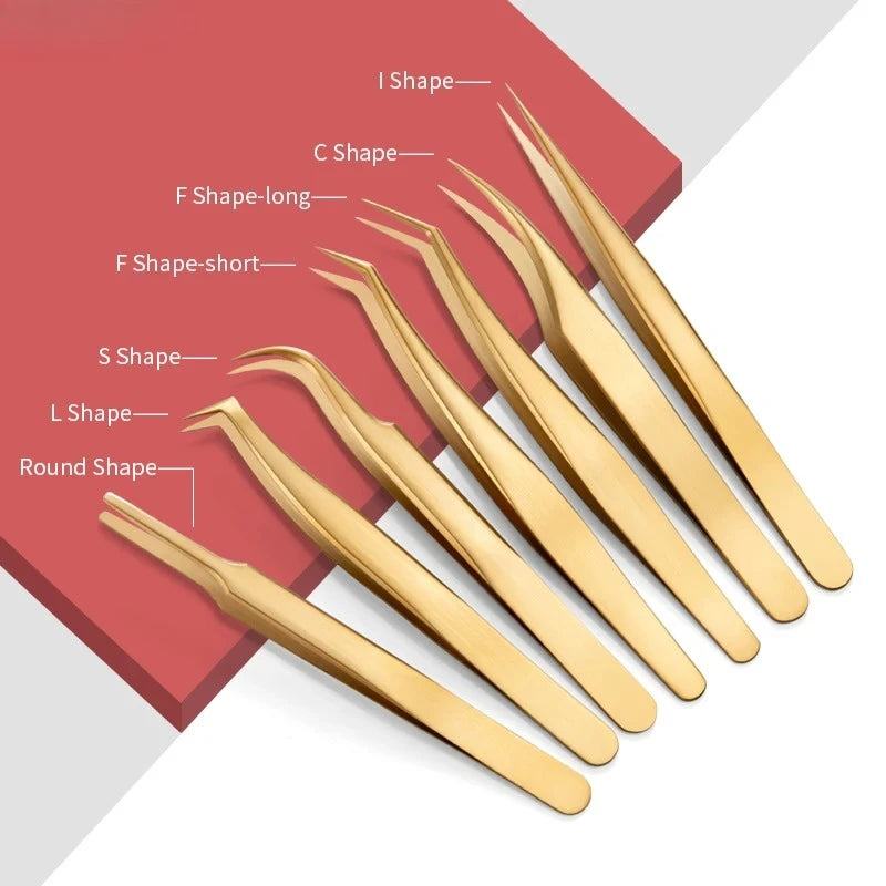 Eyelashes Tweezers Stainless Steel Lashes Extension Makeup Tools Nail Qme