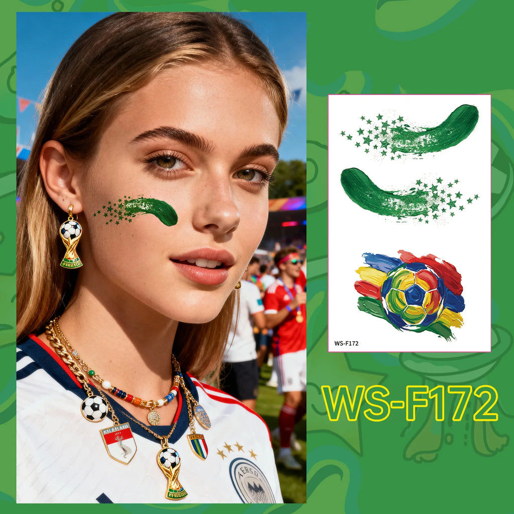 A 10PCS new painted graffiti football tattoo sticker carnival football peripheral game fans DIY decorative tattoo sticker Qme