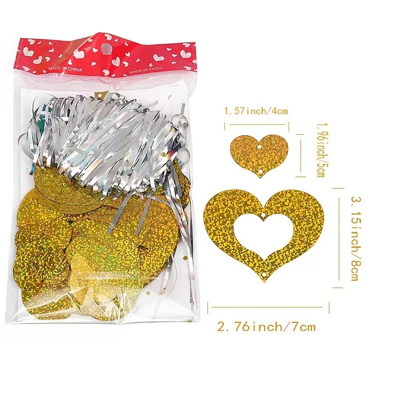 100Pcs Rain Silk Pendant Decoration Balloon Party Decoration Venue Layout Heart-shaped Balloon Sequin Pendant Decoration Qme Gold