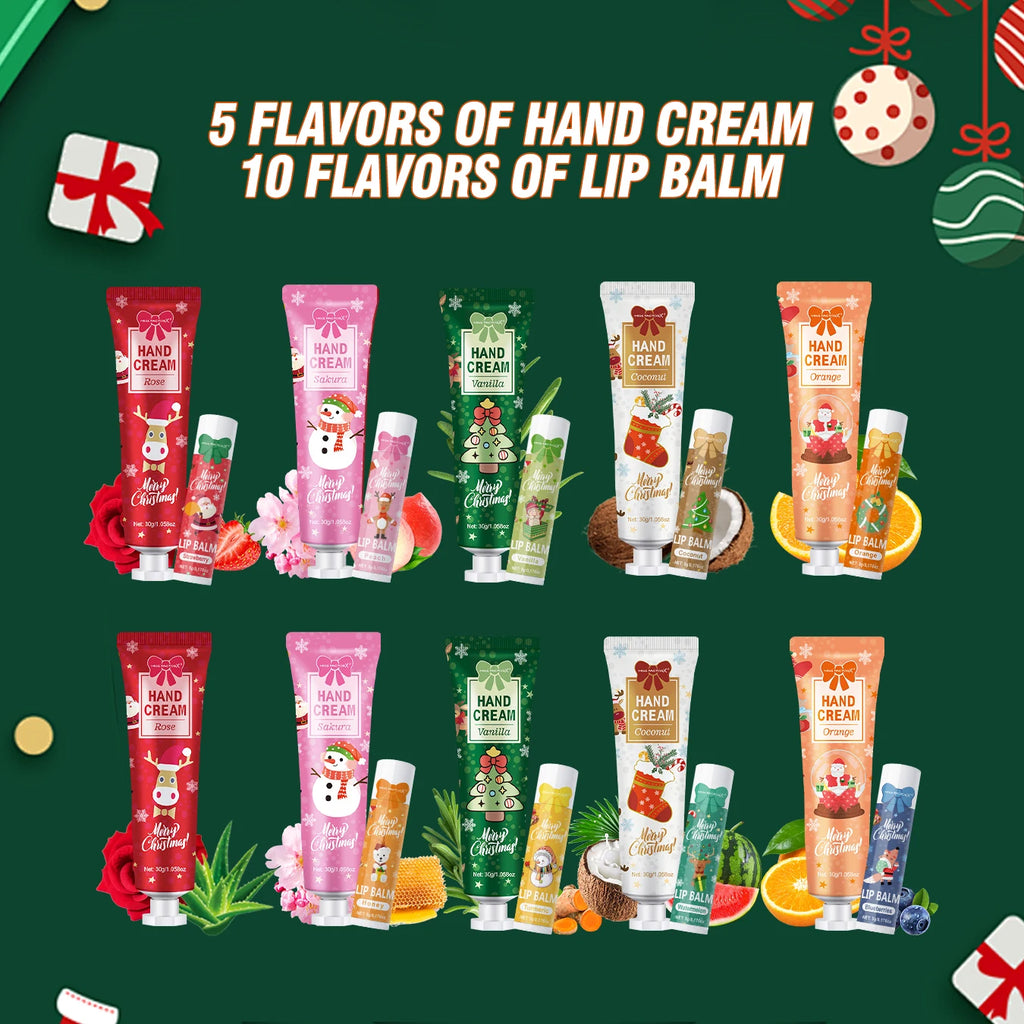 Christmas Gift Set Distribution 120PCS/Box in Bulk, Lip Balm in Bulk, Hand Cream in Bulk, Christmas Cards, Gift Gauze Bags Qme