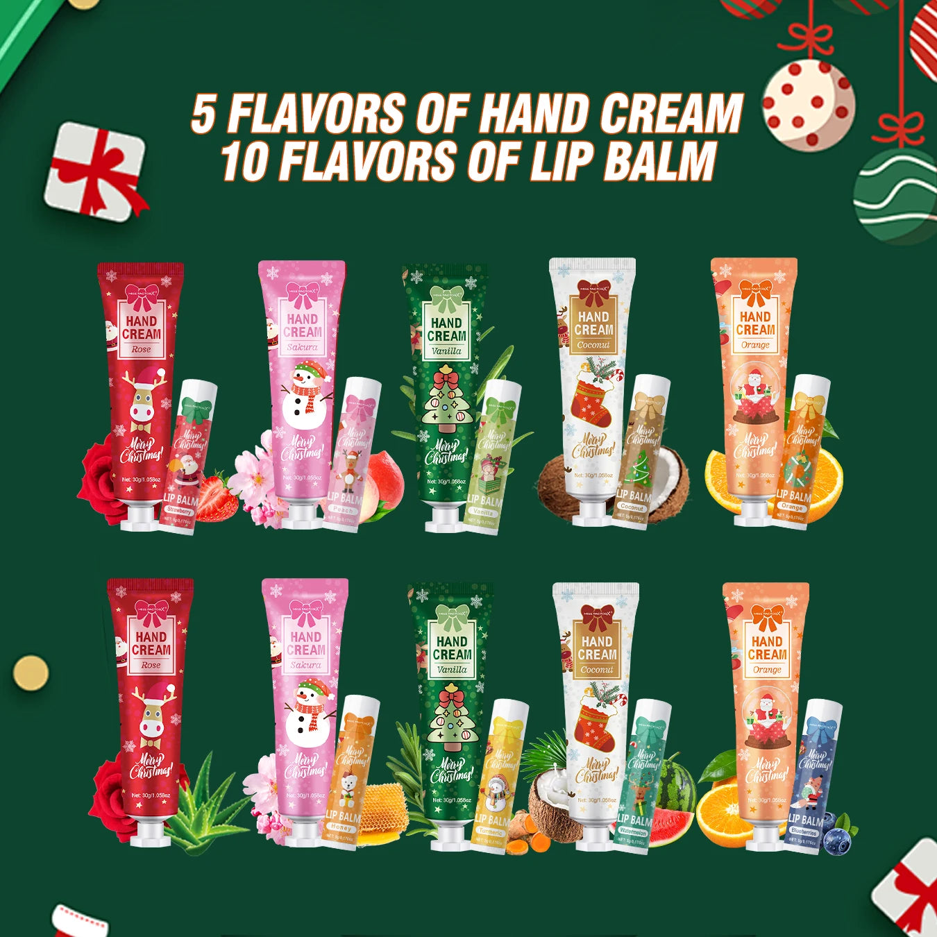 Christmas Gift Set Distribution 120PCS/Box in Bulk, Lip Balm in Bulk, Hand Cream in Bulk, Christmas Cards, Gift Gauze Bags Qme