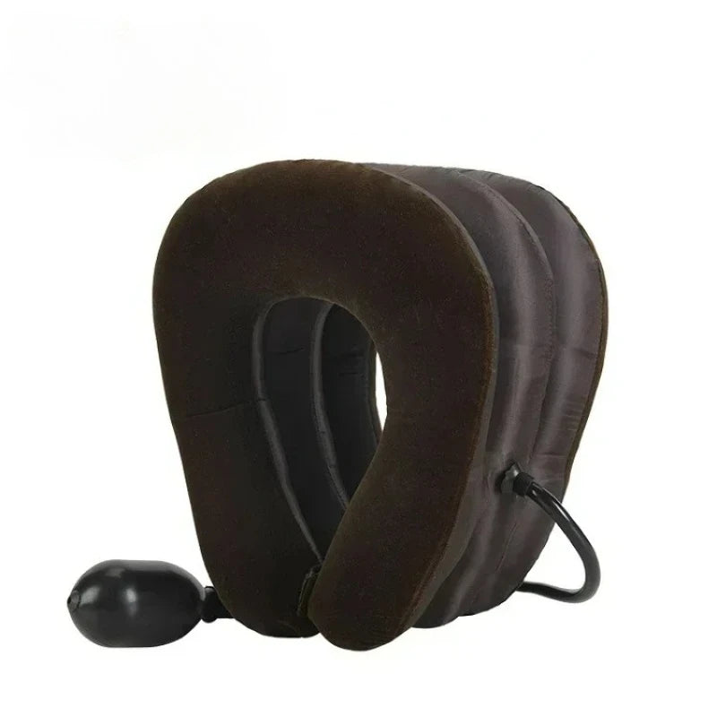Inflatable Soft Air Neck Support Cushion Portable Comfort Protective Qme Brown