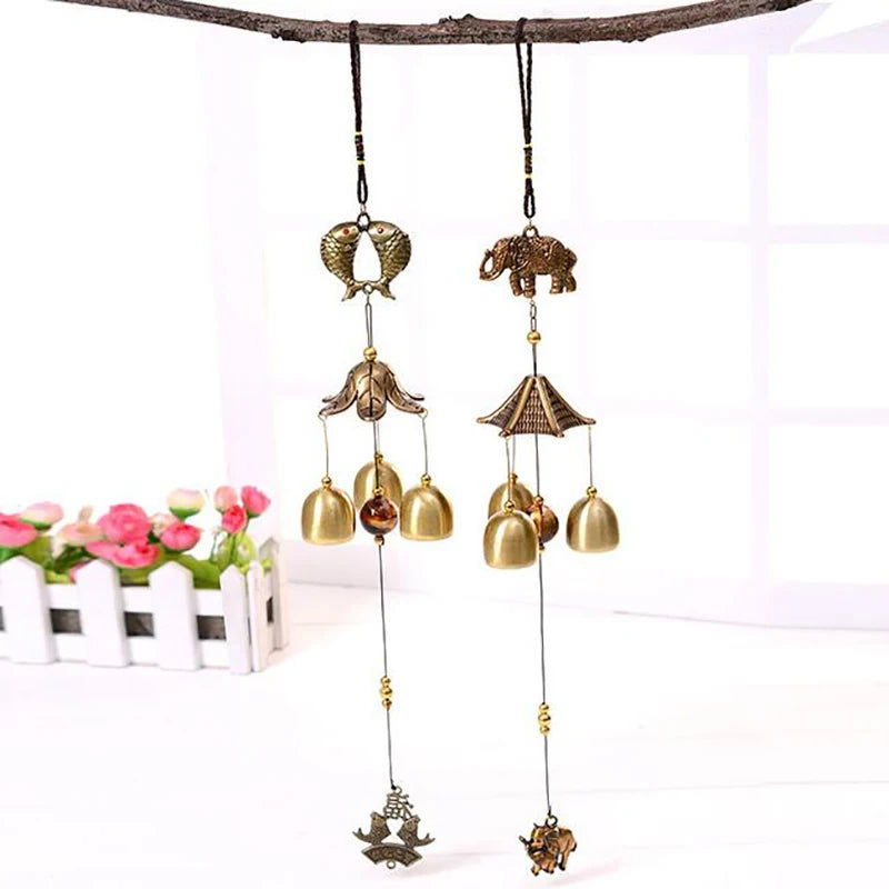 1Pc Outdoor Antique Copper Wind Chime Outdoor Living Decoration Metal Wind Chimes. Qme