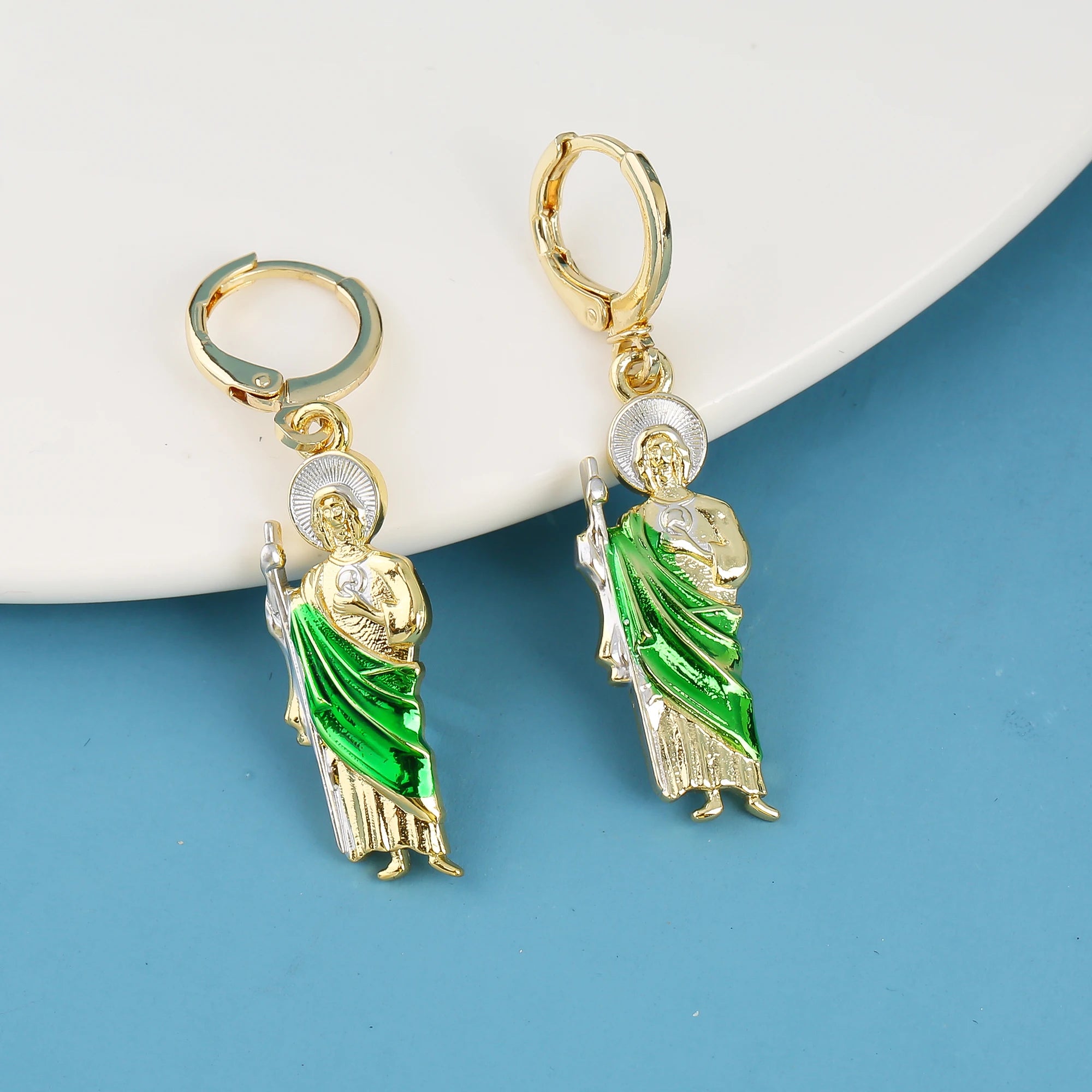 High Quality Shiny Zirconia St. Jude Drop Earrings New Fashion for Women Girls Religious Jewelry Birthday Gift Accessories Qme Earrings 7